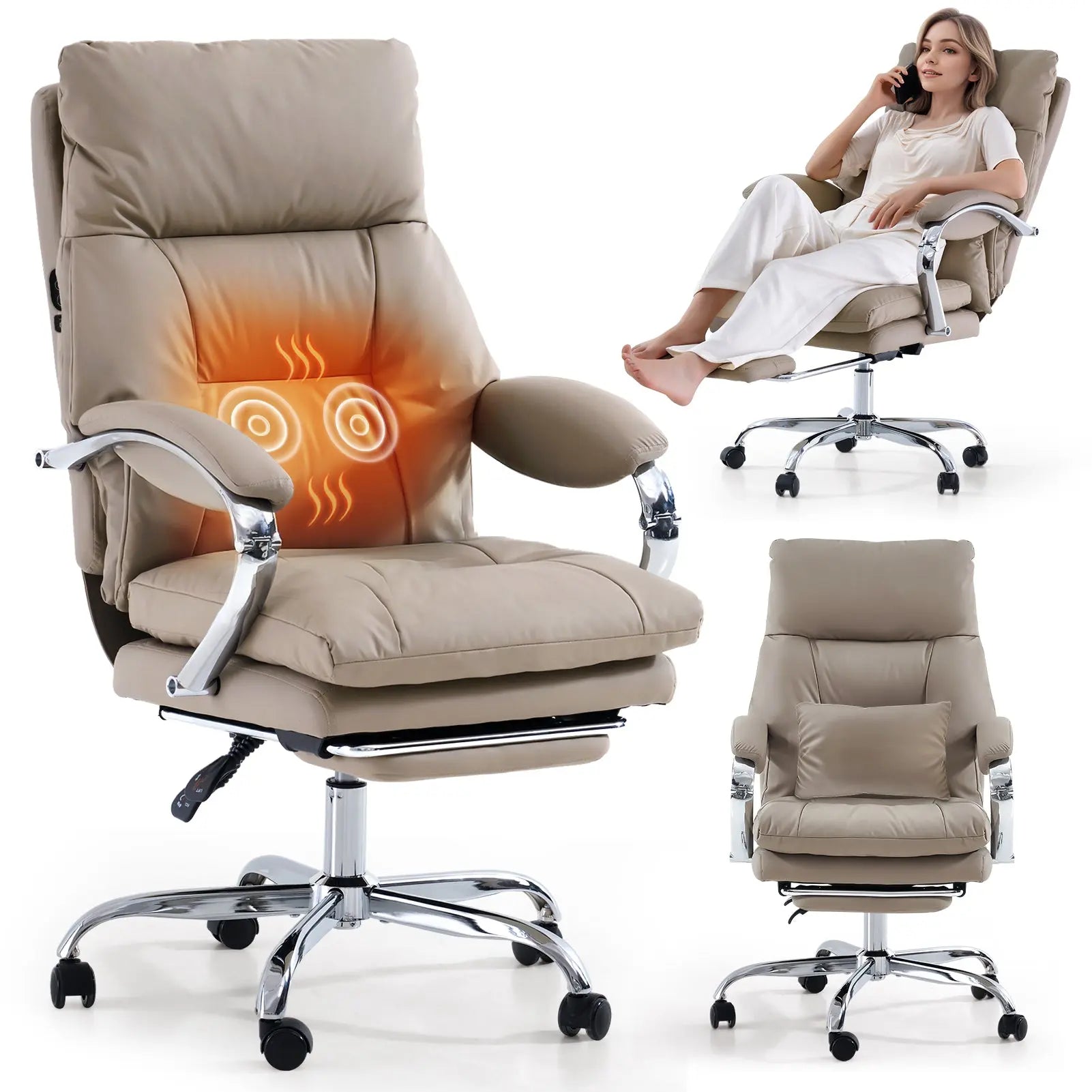 EMIAH C570 Office Chair with Footrest, Comfortable Desk Chair with Crossed Legs and Armrests EMIAH