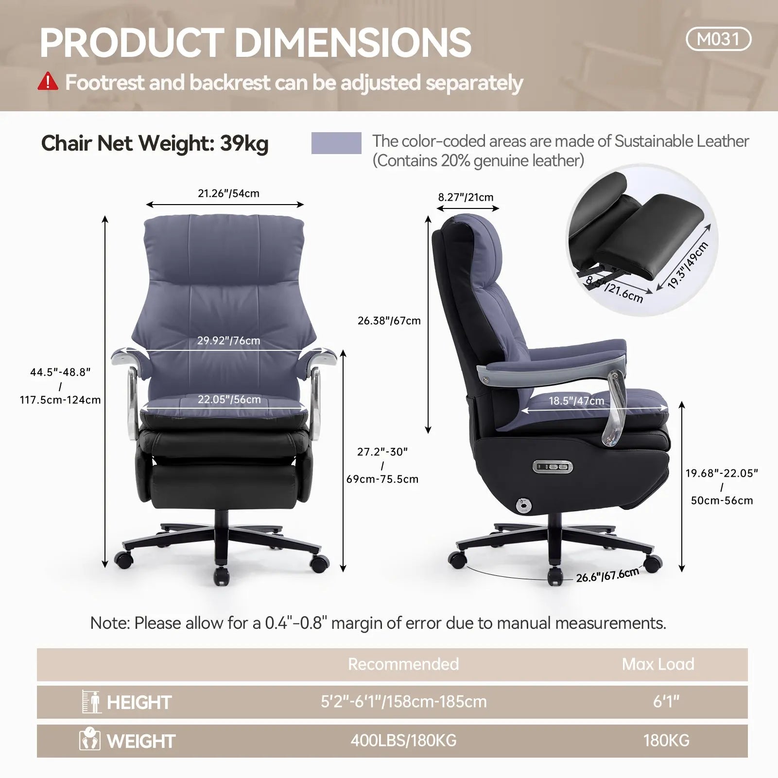 EMIAH MT031 Smart Ergonomic Executive Electric Office Chair - EMIAH Store