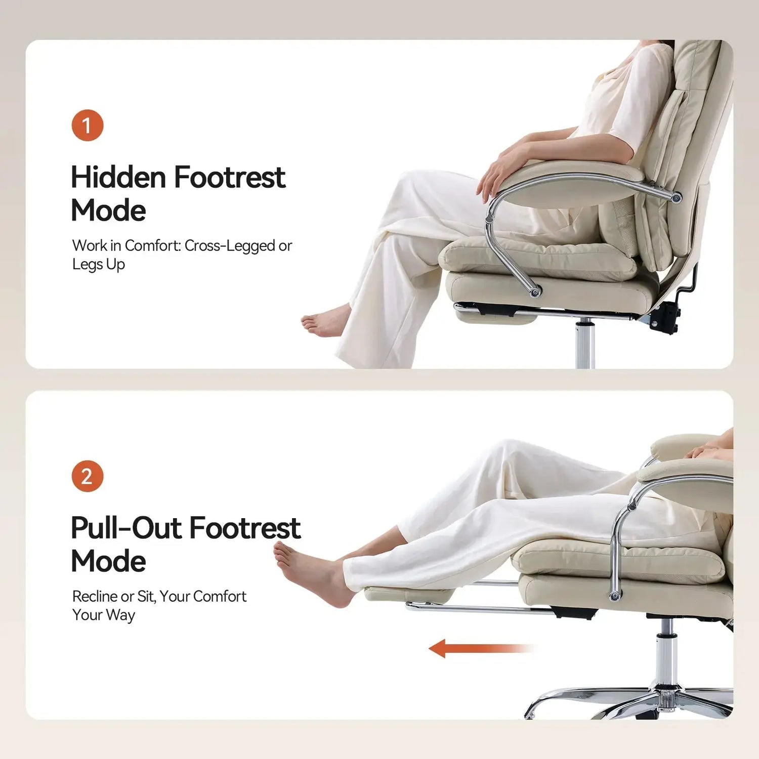 EMIAH C570 Office Chair with Footrest, Comfortable Desk Chair with Crossed Legs and Armrests EMIAH