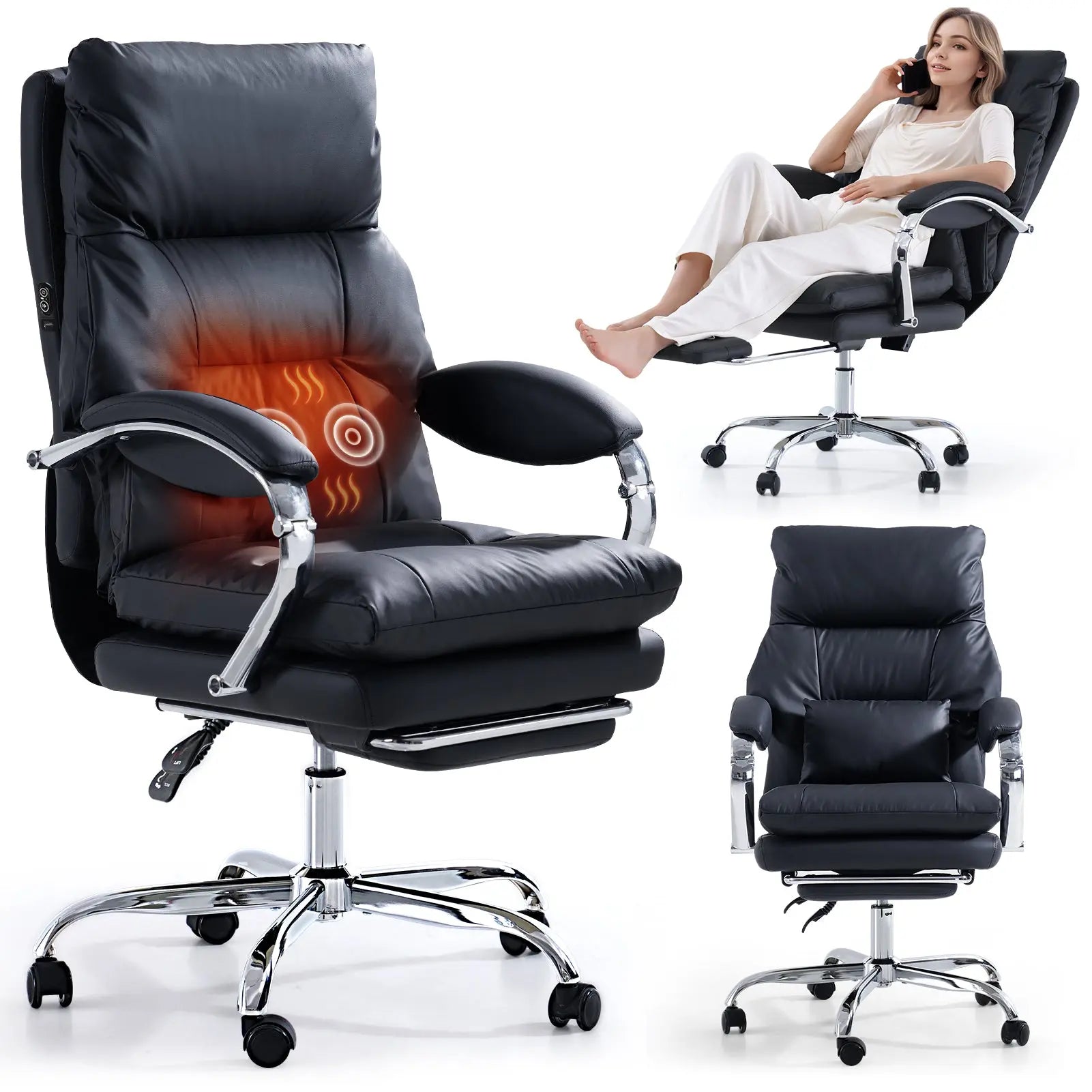 EMIAH C570 Office Chair with Footrest, Comfortable Desk Chair with Crossed Legs and Armrests EMIAH
