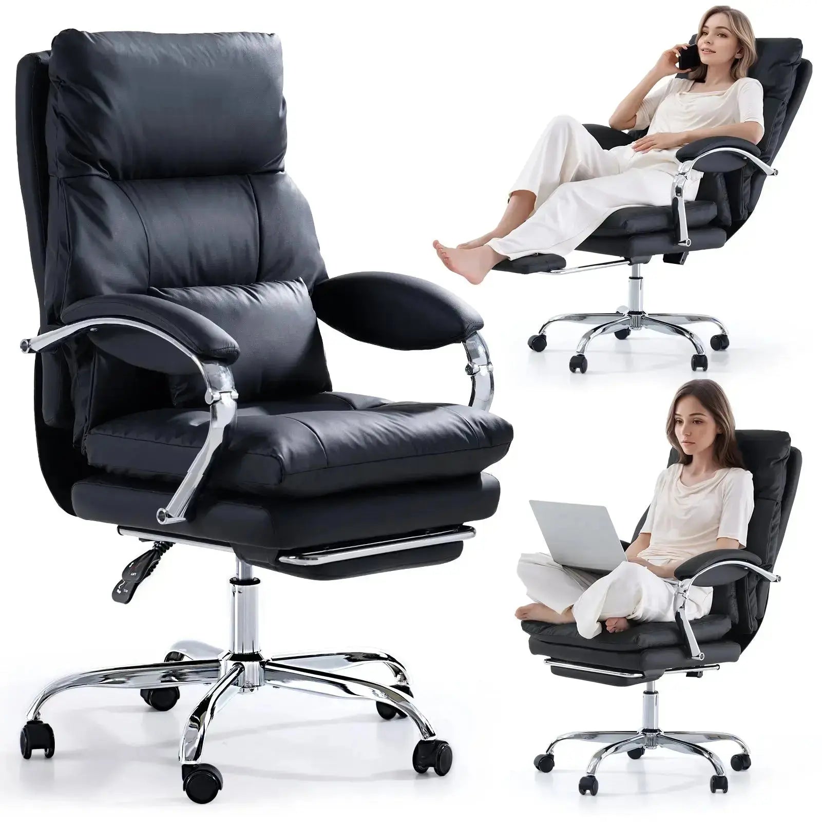 EMIAH C570 Office Chair with Footrest, Comfortable Desk Chair with Crossed Legs and Armrests EMIAH