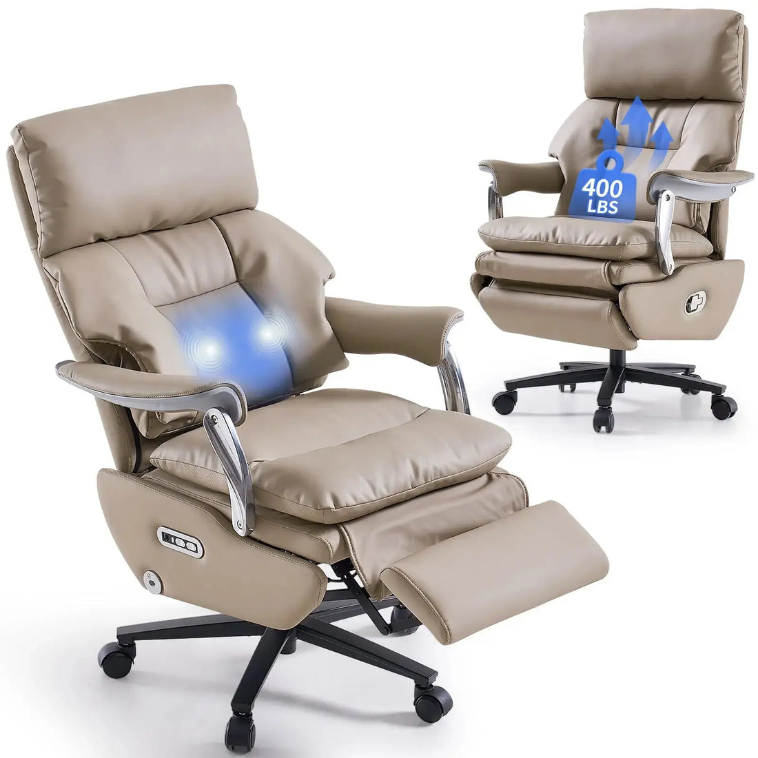EMIAH MT033 Electric Executive Office Chair - EMIAH Store Light Khaki / Sustainable Leather