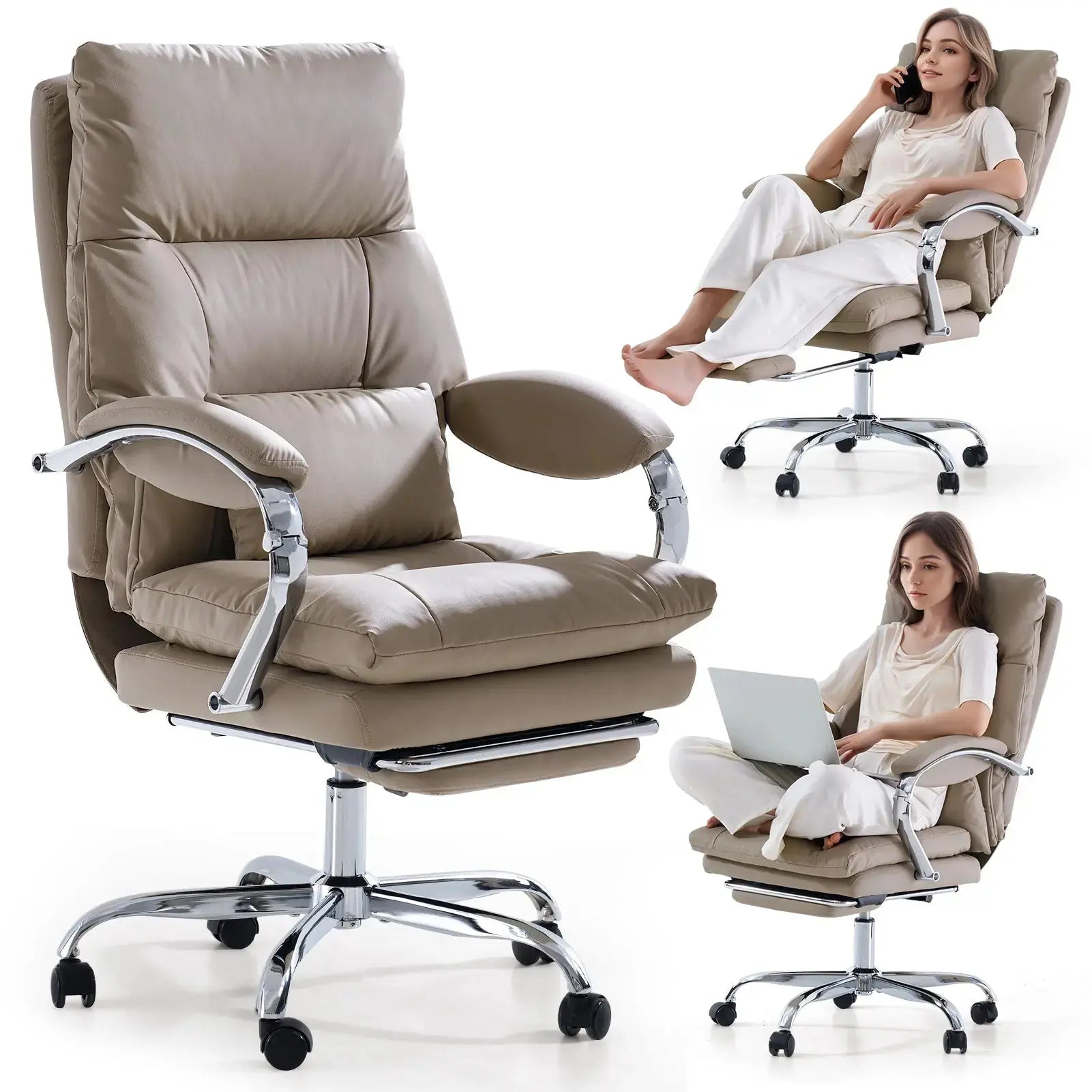 EMIAH C570 Office Chair with Footrest, Comfortable Desk Chair with Crossed Legs and Armrests EMIAH
