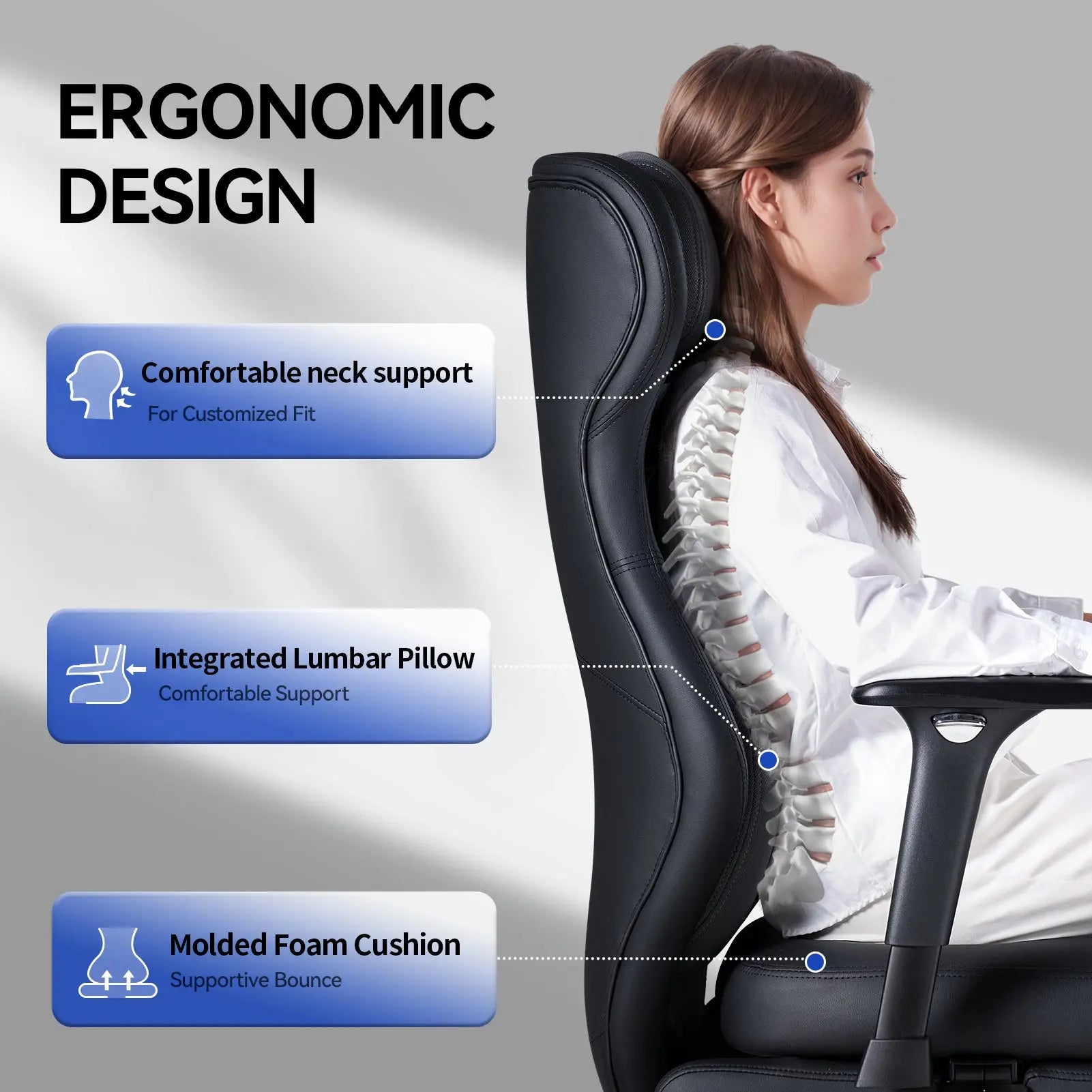 EMIAH GT100 Ergonomic Gaming Chair with Lumbar Support EMIAH