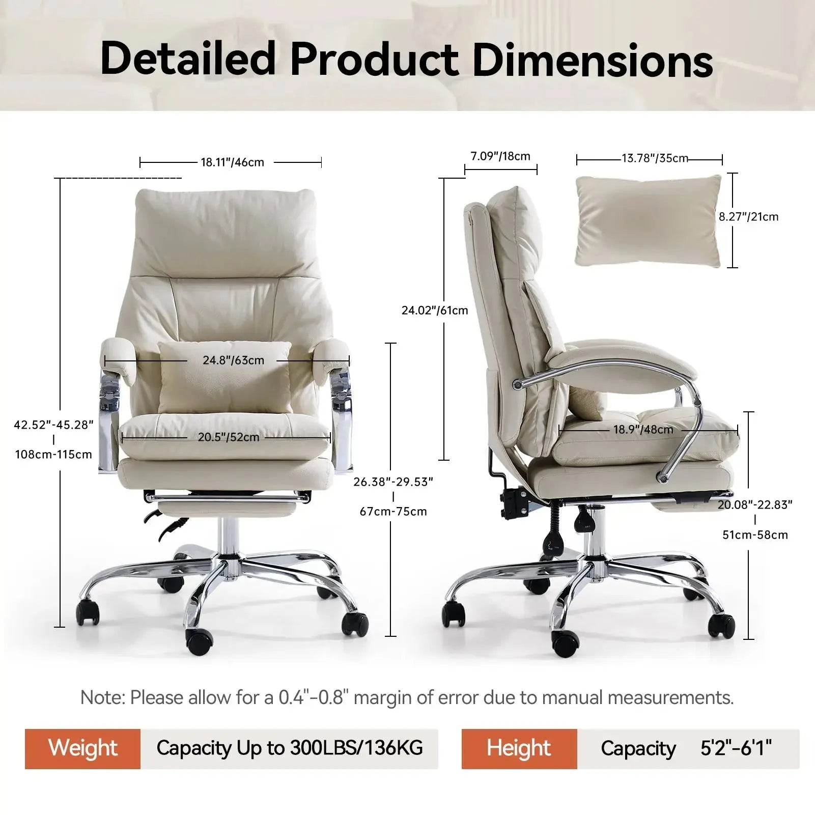 EMIAH C570 Office Chair with Footrest, Comfortable Desk Chair with Crossed Legs and Armrests EMIAH