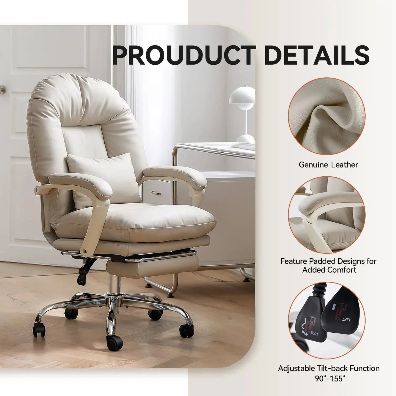 EMIAH C586 Ergonomic Ultra-Comfortable Office Chair with Foot Rest EMIAH