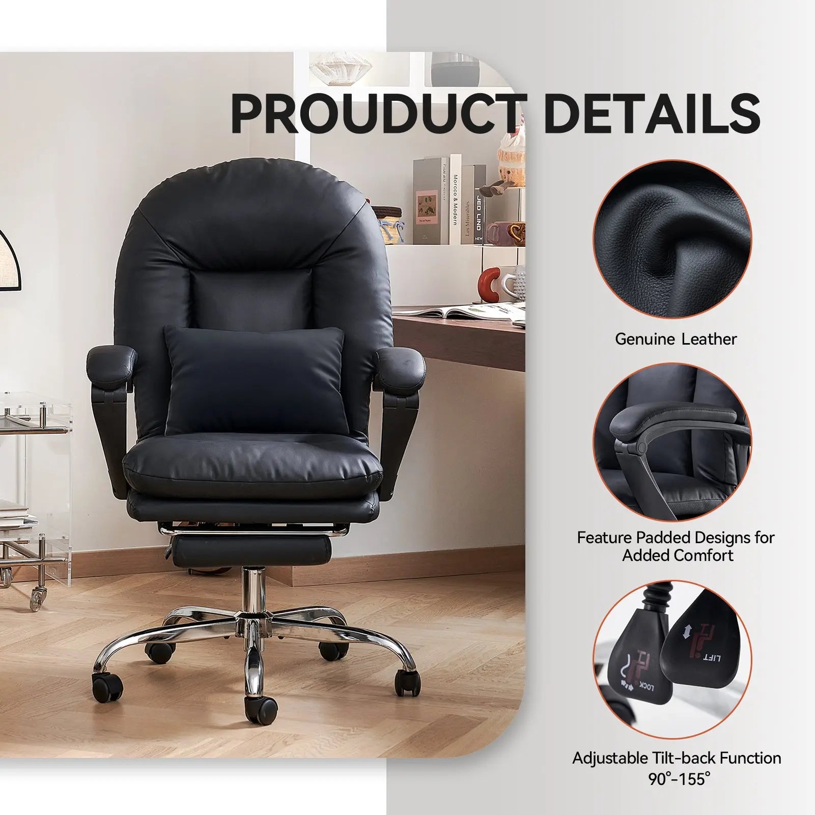 EMIAH C586 Ergonomic Ultra-Comfortable Office Chair with Foot Rest EMIAH