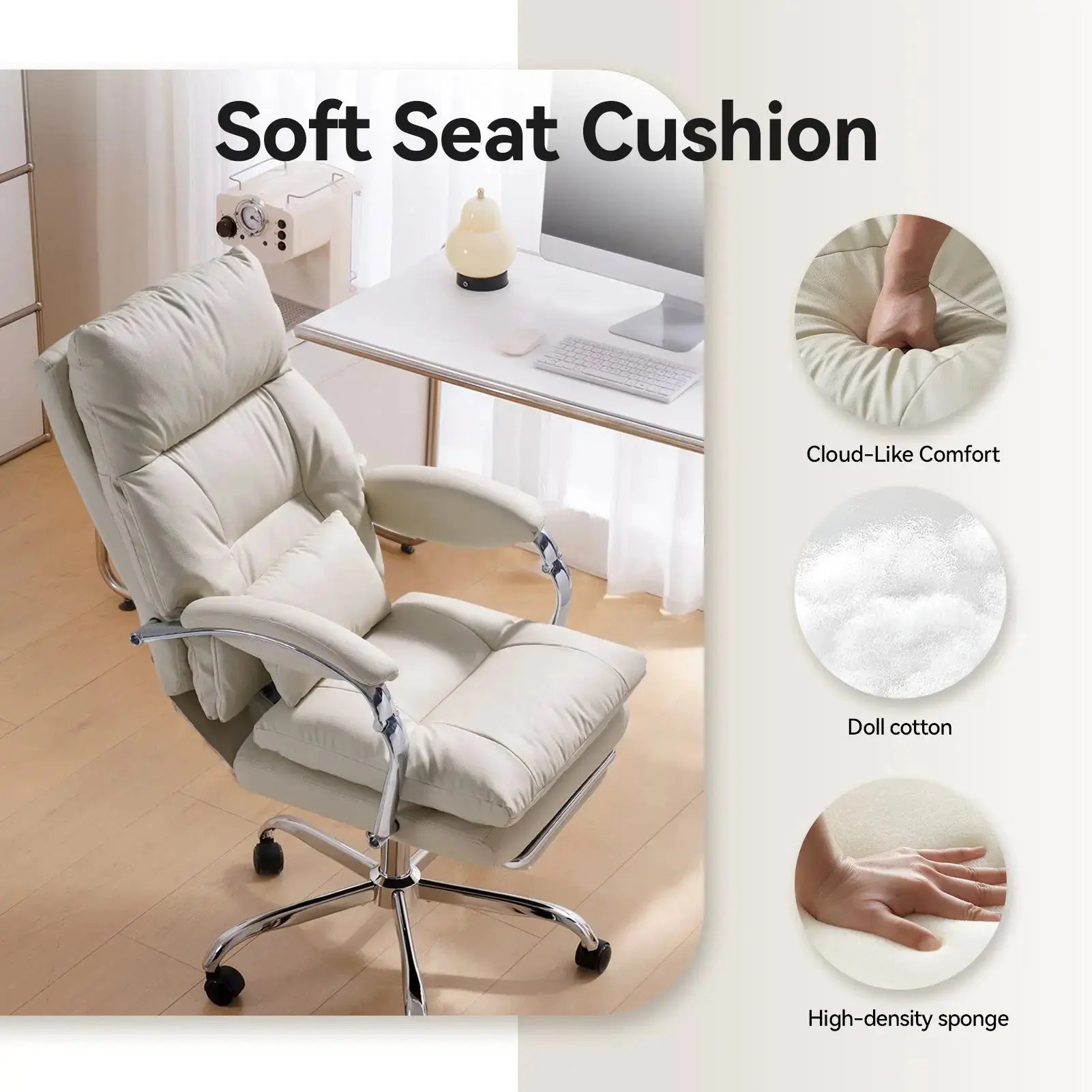 EMIAH C570 Office Chair with Footrest, Comfortable Desk Chair with Crossed Legs and Armrests EMIAH