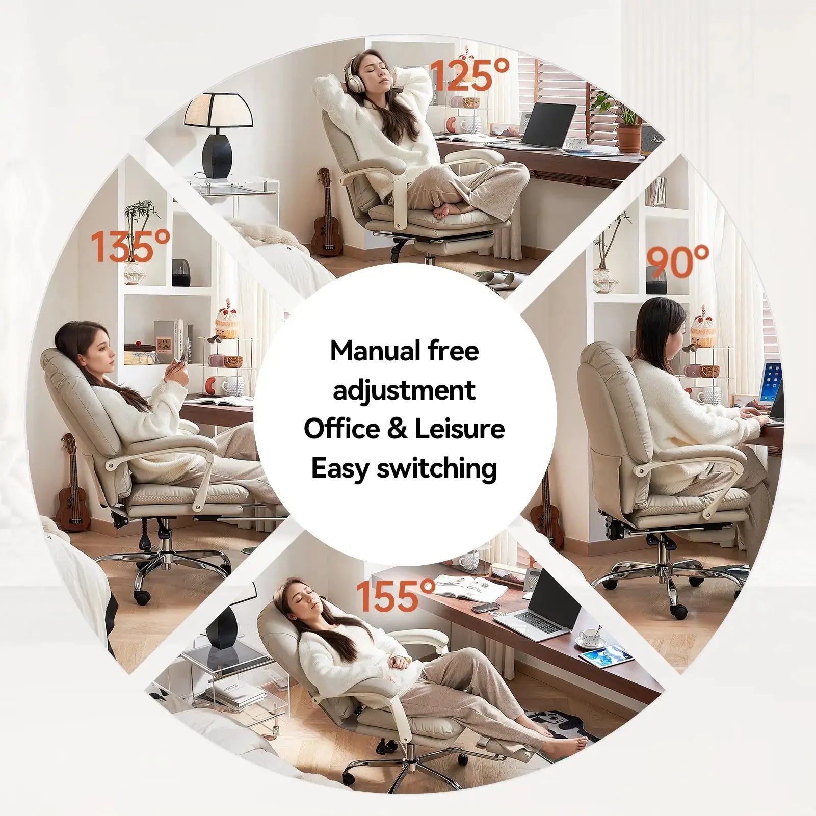 EMIAH C586 Ergonomic Ultra-Comfortable Office Chair with Foot Rest EMIAH