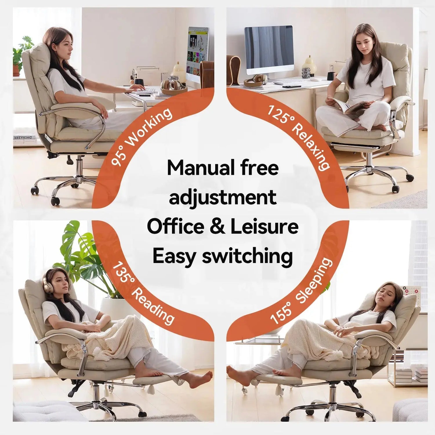 EMIAH C570 Office Chair with Footrest, Comfortable Desk Chair with Crossed Legs and Armrests EMIAH