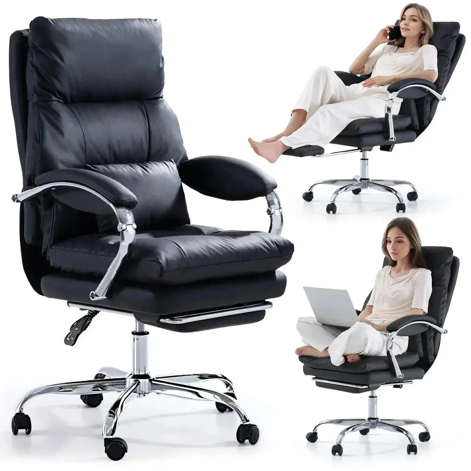 EMIAH C570 Comfortable Office Chair with Footrest - EMIAH Store Black / Standard